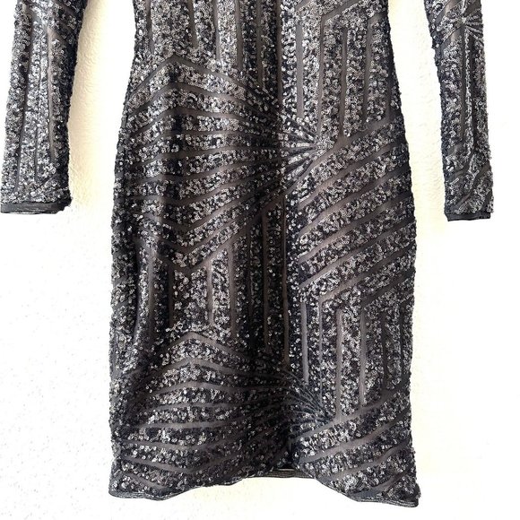 BCBG MaxAzria Morris Sequined Dress Size XS Black Cocktail - Picture 7 of 9